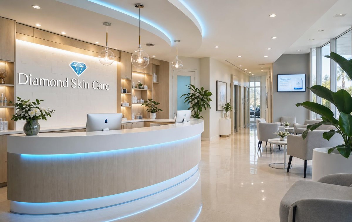 Diamond Skin Care clinic reception and retail area